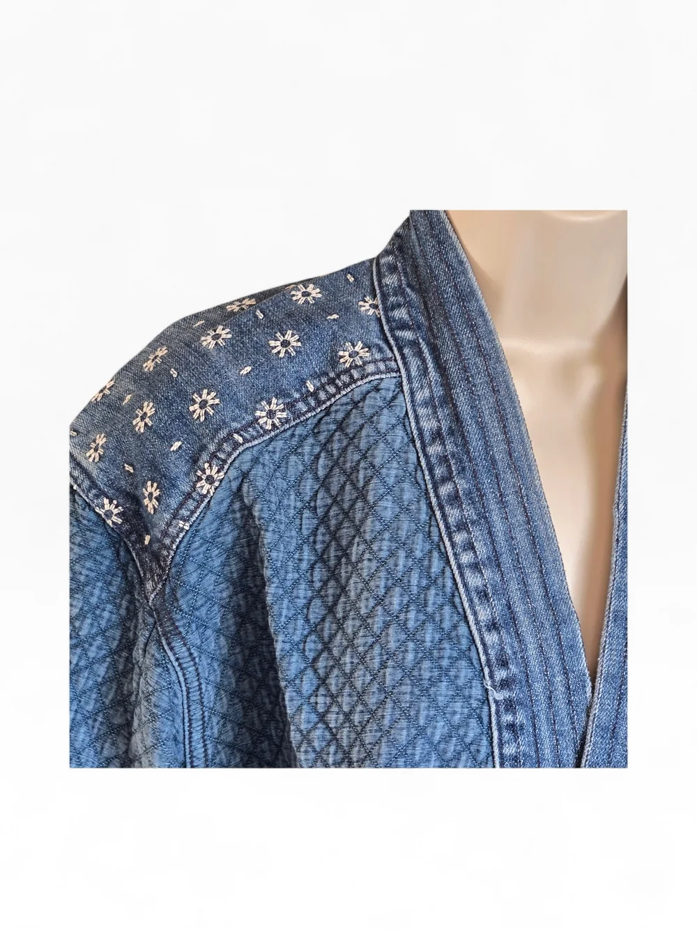 Hidden Embroidered Denim Kimono Oversized Small - Picture 3 of 10
